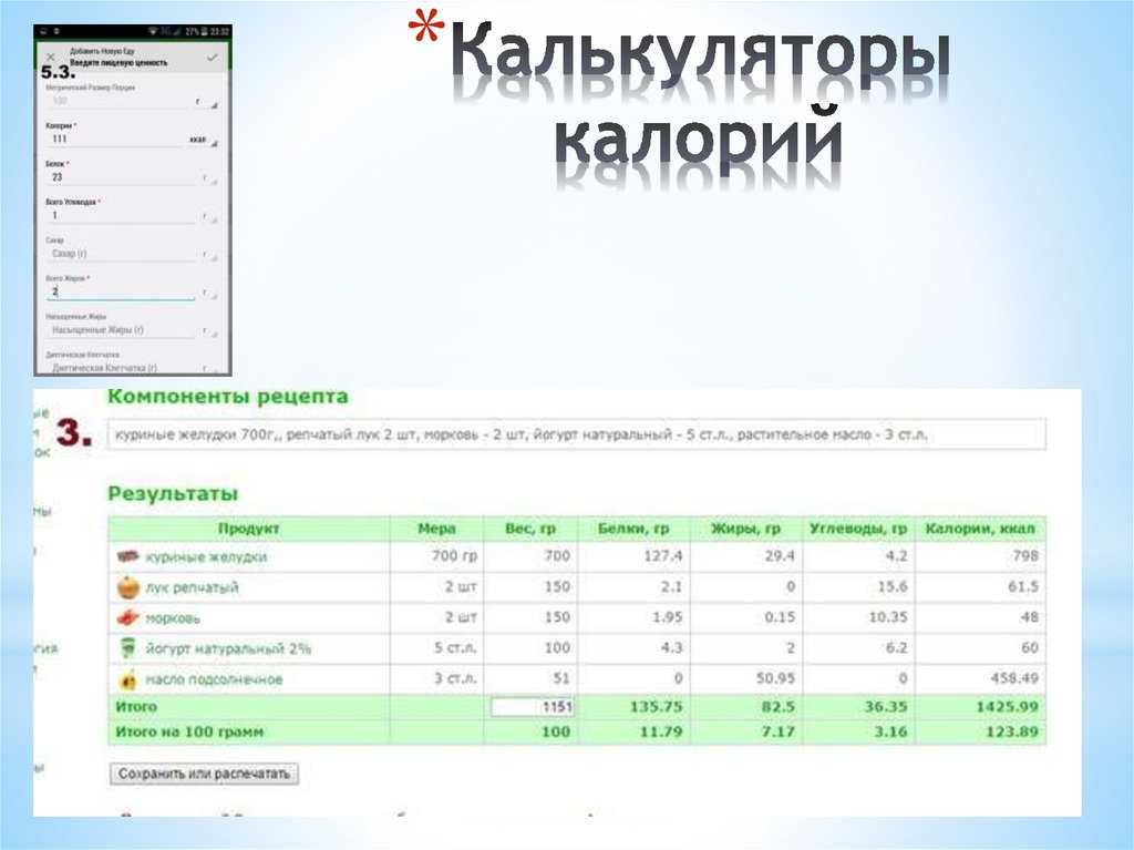 Индивидуальный план питания для похудения бесплатно онлайн калькулятор