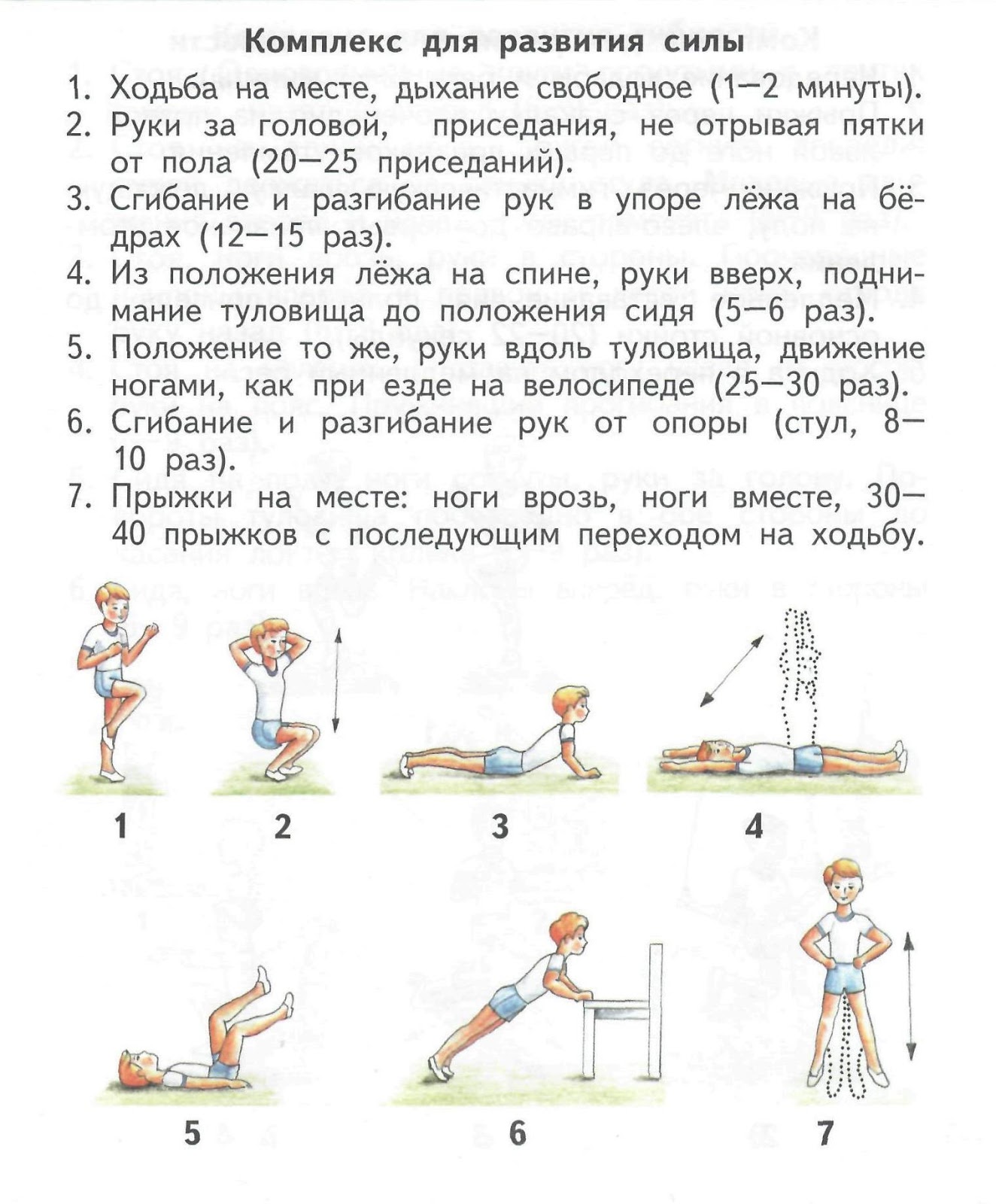 Комплекс упражнений для развития силы для начальной школы