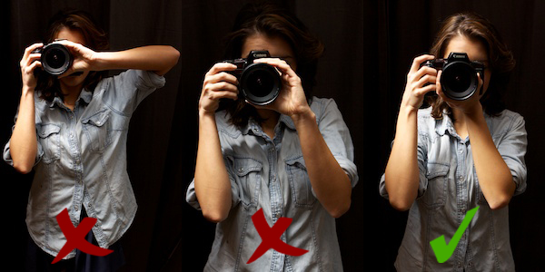three positions of holding the camera straight up - How to Hold a Camera