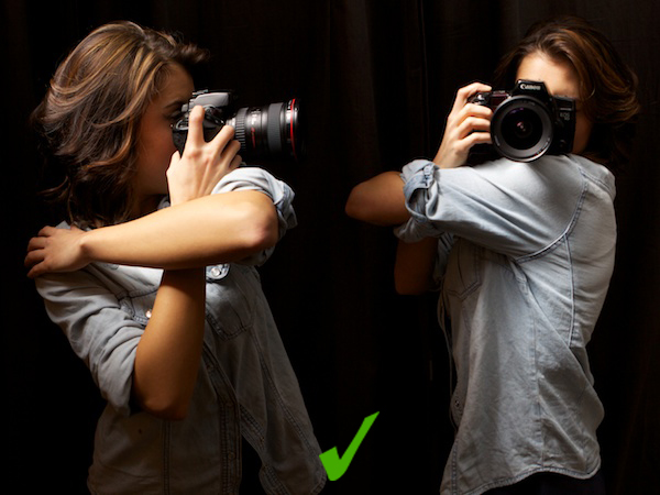 Two positions of how to use your arm to steady you images - How to Hold a Camera