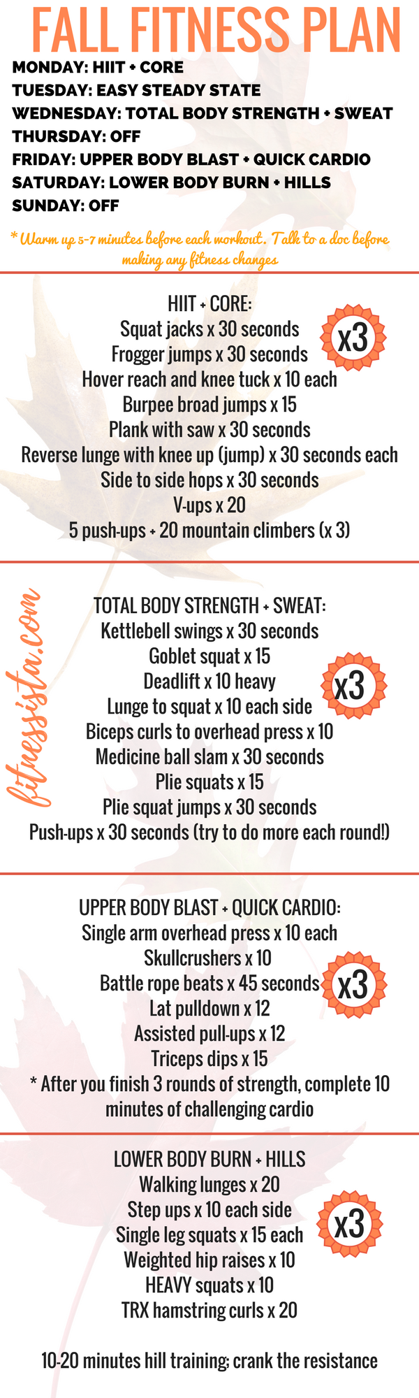 A full fall fitness plan! Perfect for the next time you don