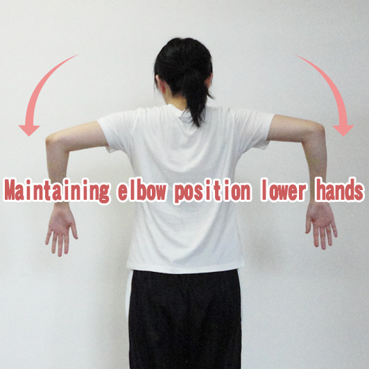 Maintaining elbow position lower hands