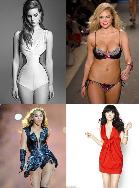 Lana Del Ray, Kate Upton, Zooey Deschanel, Beyonce... no thigh gap, yet still super-sexy!
