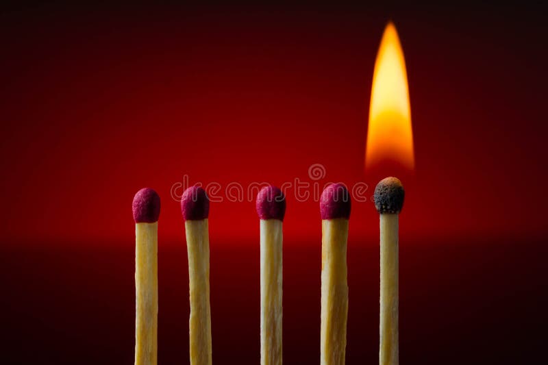 Burning match, burn, dark, fire, wooden, art, kindle, mesh, flash royalty free stock image