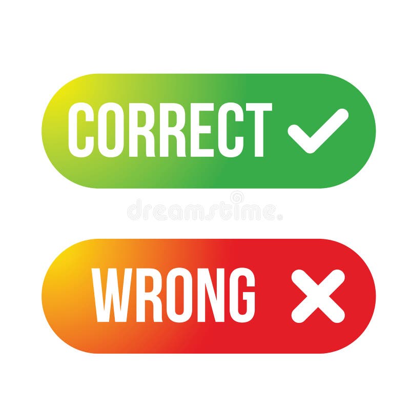 Correct Wrong buton set vector stock illustration