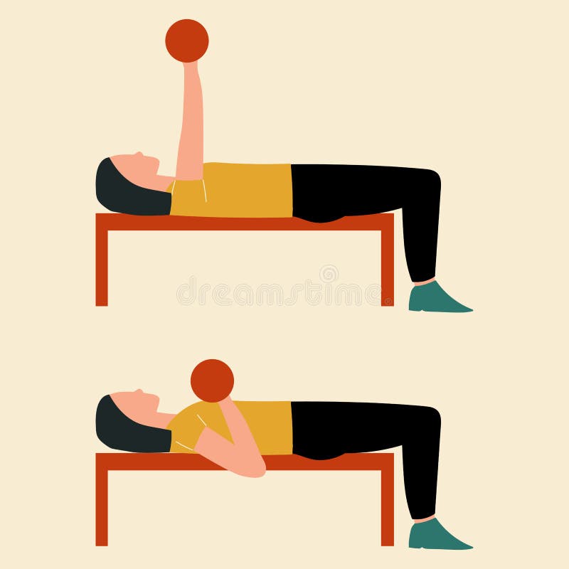 Dumbbell overhead press. Top body workout. Upper body exercises. Flat vector illustration stock illustration