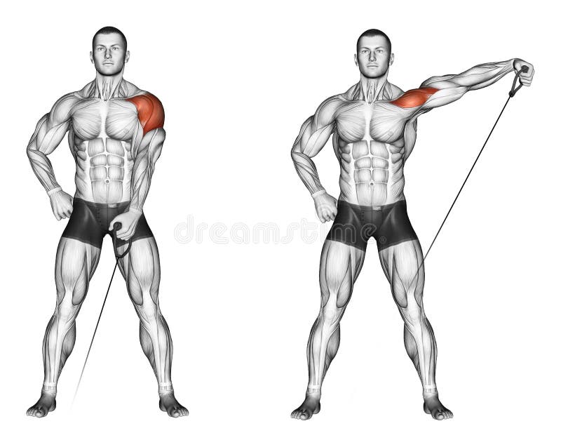 Exercising. Lifting his hands to the side with the royalty free illustration