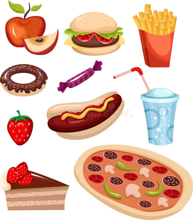 Fast food set vector illustration