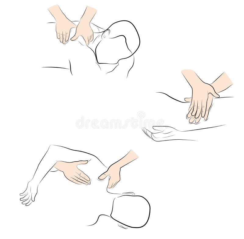 Massage techniques. correct execution of the massage. vector illustration.  royalty free illustration