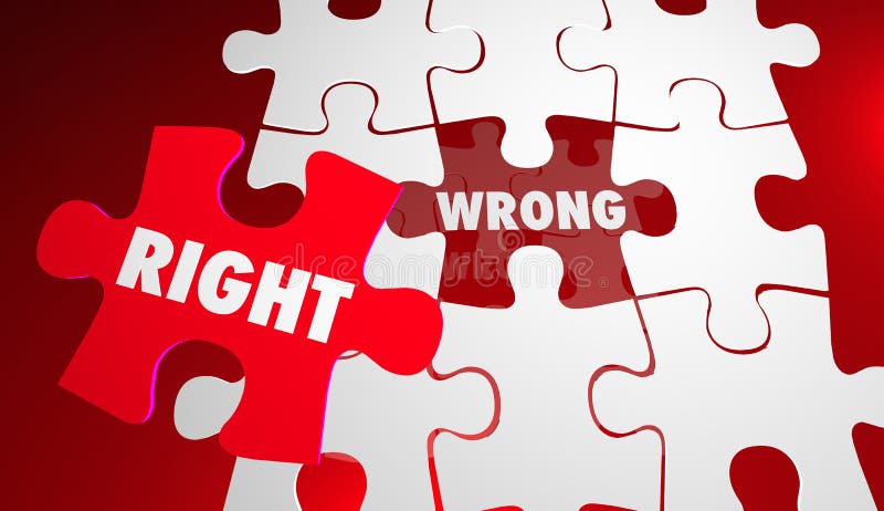 Right Vs Wrong Correct Accurate Puzzle Pieces vector illustration