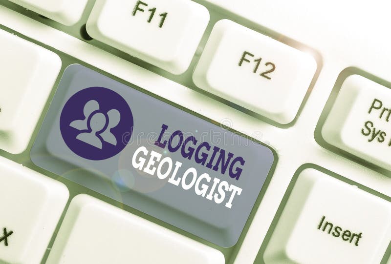 Text sign showing Logging Geologist. Conceptual photo Layout and execution of definition diamond drill programs. Text sign showing Logging Geologist. Business stock illustration