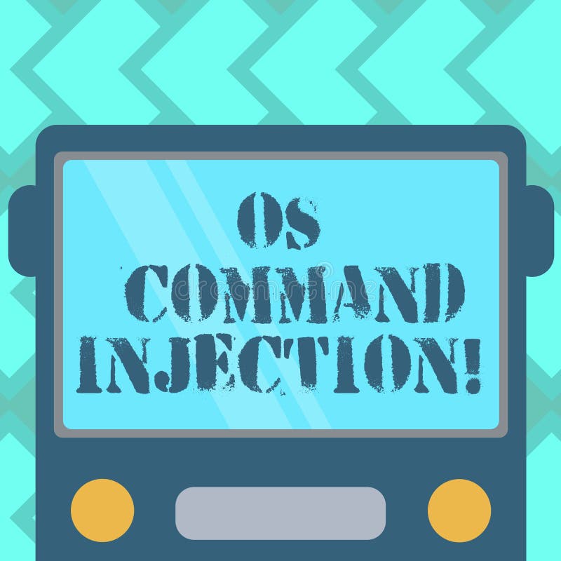 Text sign showing Os Comanalysisd Injection. Conceptual photo Attack technique used for illegal execution of comanalysisds Drawn. Flat Front View of Bus with stock illustration