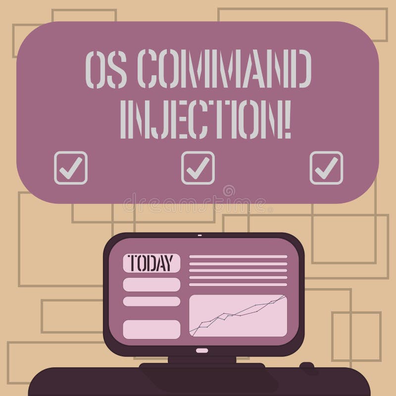 Text sign showing Os Comanalysisd Injection. Conceptual photo Attack technique used for illegal execution of. Comanalysisds Mounted Computer Screen with Line vector illustration