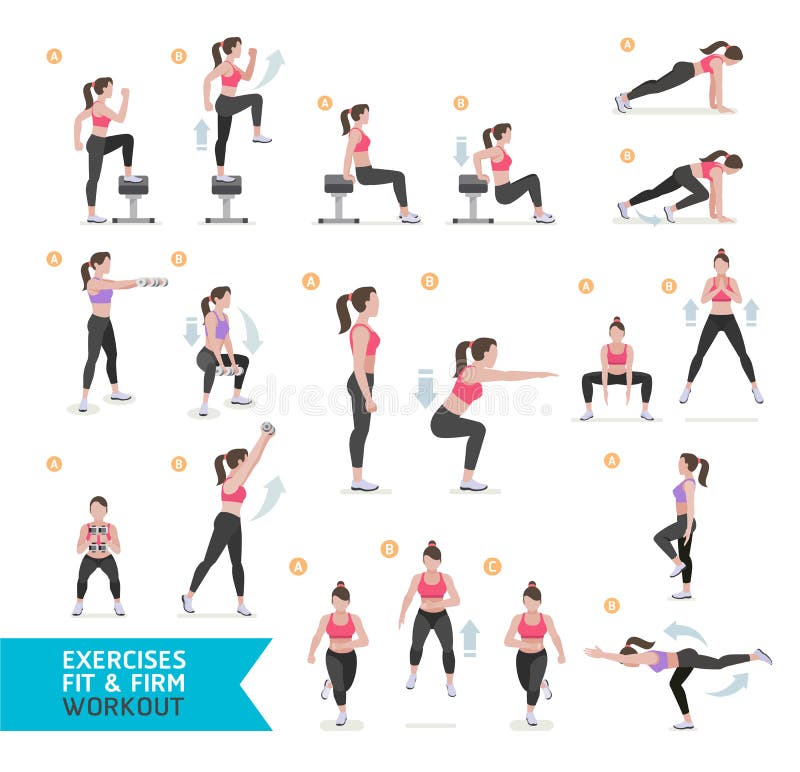 Woman workout fitness, aerobic and exercises. royalty free illustration