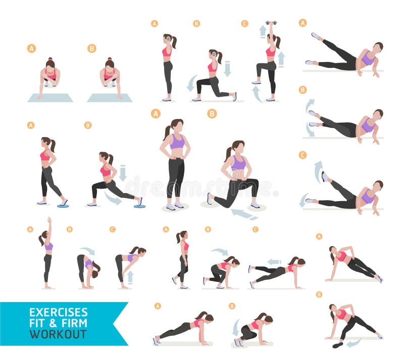 Woman workout fitness, aerobic and exercises. royalty free illustration