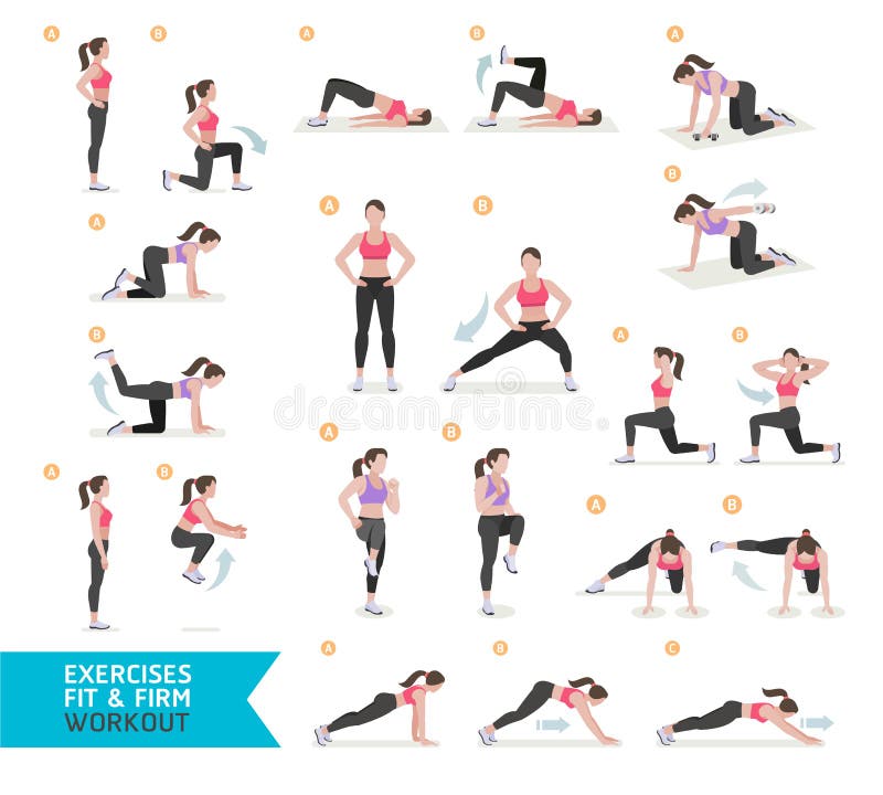 Woman workout fitness, aerobic and exercises. royalty free illustration