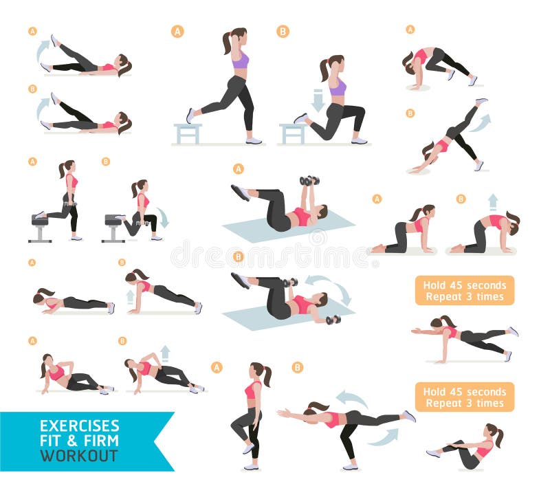 Woman workout fitness, aerobic and exercises. vector illustration