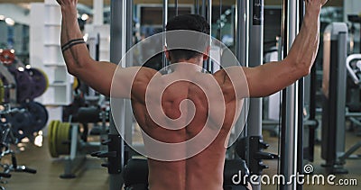 Triceps exercises on the gym muscular man working hard doing his workout plan , healthy lifestyle concept. 4k stock video