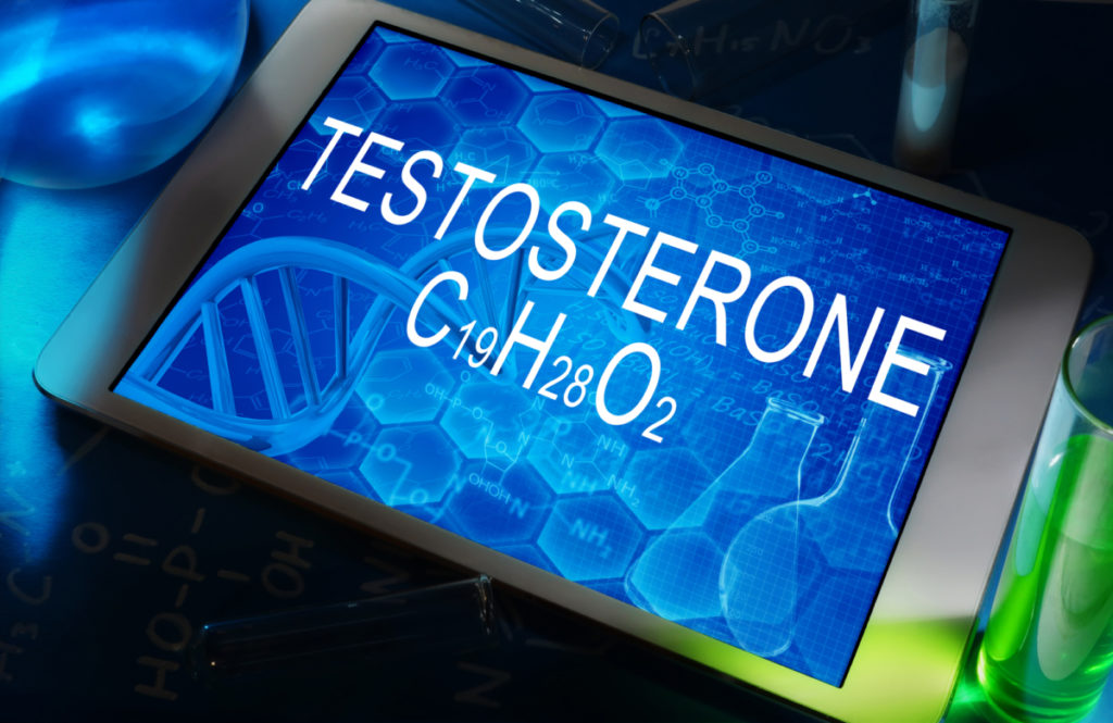 An LCD screen with the word testosterone written on it.